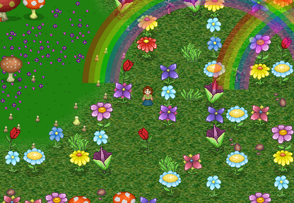 Giant flowers and Rainbows make Flower Isle a special Island to visit.